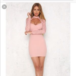 Hello Molly Pink Lace Long Sleeve Dress